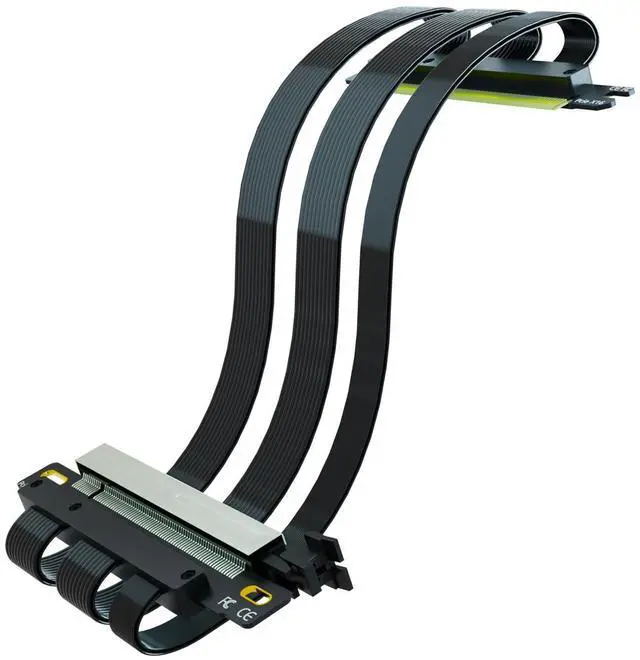 Main image of GLOTRENDS Double Reverse PCIE 5.0 Riser Cable for Mini-ITX Motherboard (170x170mm) Installation, RTX5090(Ti) RX9070(XT) GPU Ready, Length 185mm, Black Color