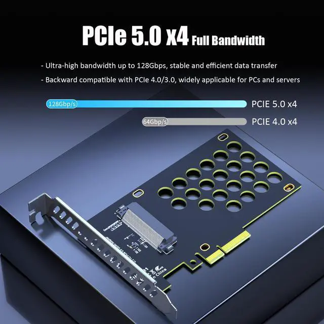Alt view image 3 of 7 - GLOTRENDS PU15N U.2 to PCIe 5.0 X4 Adapter Card for U.2 NVMe SSD