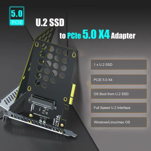 Alt view image 2 of 7 - GLOTRENDS PU15N U.2 to PCIe 5.0 X4 Adapter Card for U.2 NVMe SSD