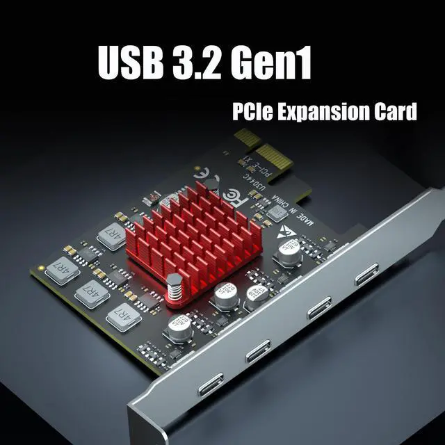 Alt view image 2 of 7 - GLOTREND U3044C 4-Port PCIe USB Expansion Card, 4 USB-C Ports (USB 3.2 Gen 1), Compatible with Windows Linux (Not for Mac OS)
