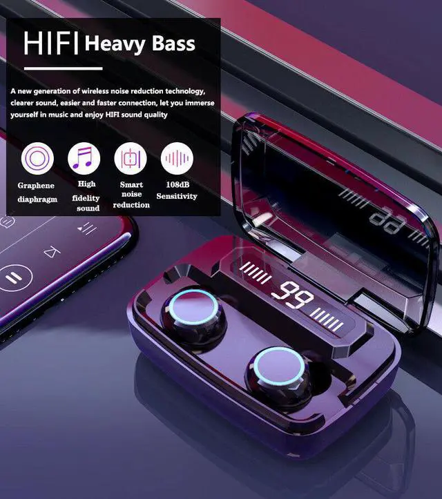 Alt view image 2 of 8 - TWS Wireless Earphones LED Digital Display Touch IPX7 Waterproof Mini Wireless Bluetooth 5.0 Headset Headphone