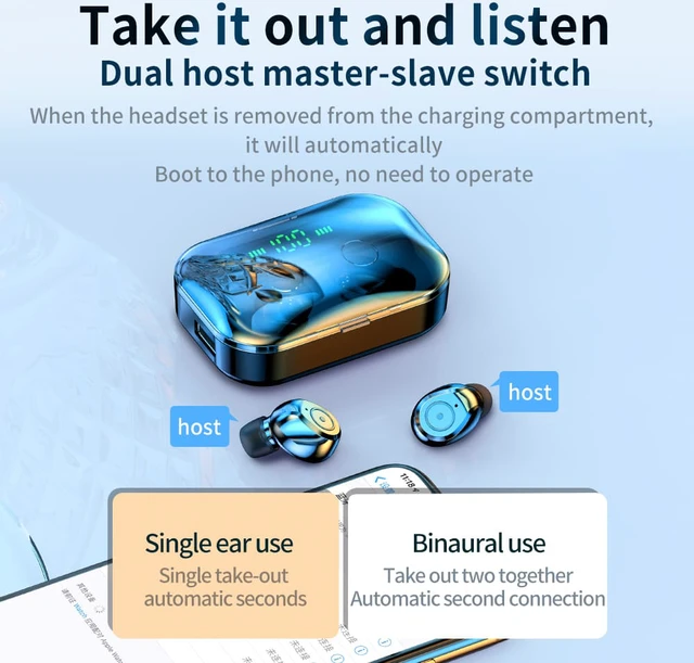 Alt view image 7 of 8 - TWS Bluetooth 5.0 Earphones M7S Wireless Headphones Stereo Gaming Headset Mini Earbuds 1500mah charging Box Black