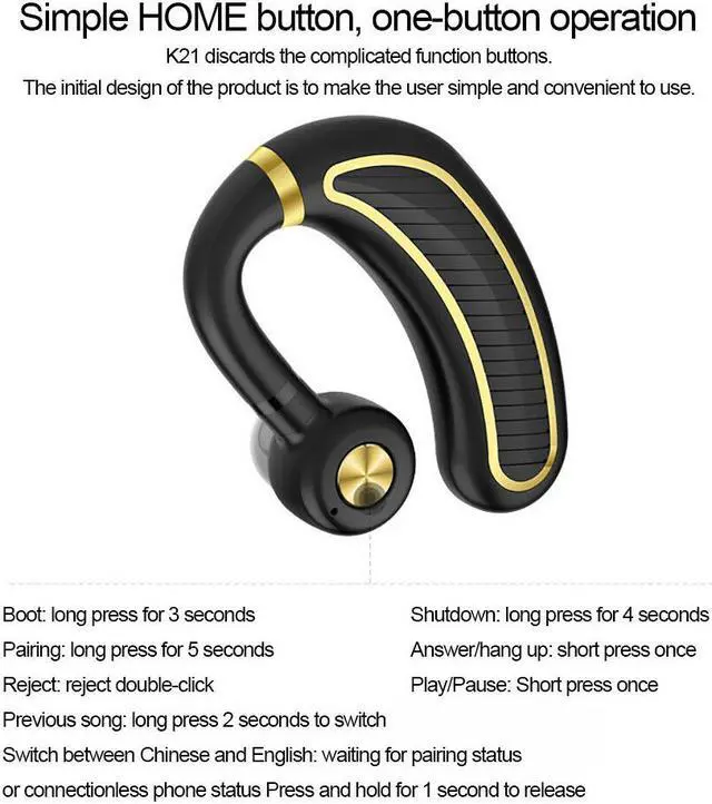 Alt view image 6 of 7 - K21 300mAh Wireless Bluetooth Headphone Headset Stereo Super Bass Earphone Earbuds Microphone