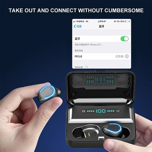 Alt view image 2 of 8 - Earphones Bluetooth Wireless Headphones Sport In Ear TWS Gaming Headset Noise Cancel True Wireless Earbuds with Mic for Iphone Samsung Sony
