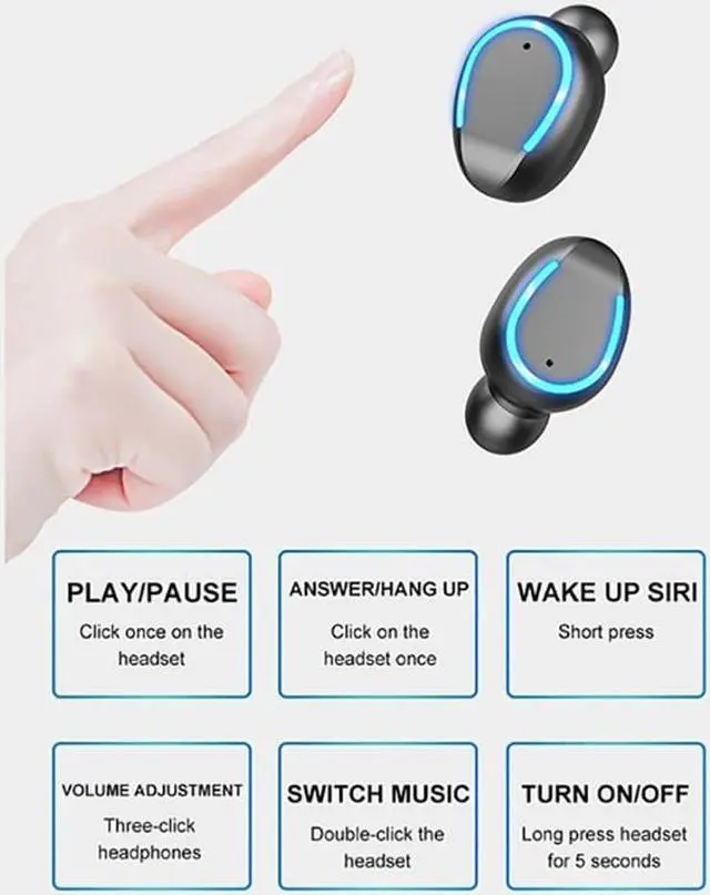 Alt view image 7 of 8 - Earphones Bluetooth Wireless Headphones Sport In Ear TWS Gaming Headset Noise Cancel True Wireless Earbuds with Mic for Iphone Samsung Sony