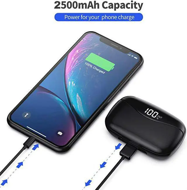 Alt view image 4 of 8 - TWS Earbuds Wireless Bluetooth 5.0 Earphones 3500mAh Powerbank Long Playing Time Digital LED display Noise reduction CVC 8.0 Headphone for iPhone Samsung