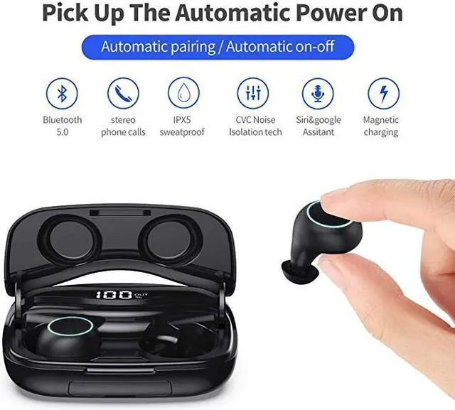 Alt view image 3 of 8 - TWS Earbuds Wireless Bluetooth 5.0 Earphones 3500mAh Powerbank Long Playing Time Digital LED display Noise reduction CVC 8.0 Headphone for iPhone Samsung