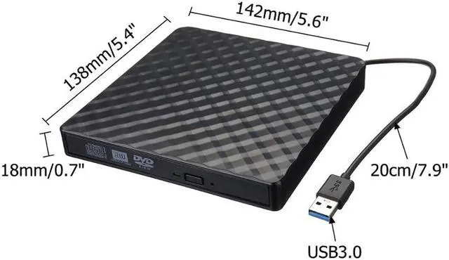 Alt view image 5 of 8 - Corrugated External USB 3.0 High Speed Slim DVD Burner Optical Drive For Any Laptop Desktop Writer Player Portable for PC Mac OS Windows 10 7 8 XP Vista