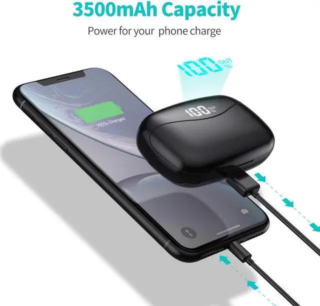 Alt view image 3 of 8 - Wireless Headphones Bluetooth 5.0 Wireless Earbuds with Mic Long Playtime True Wireless Earphones for Running Stereo Calls Low Latency Instant Pairing IP65 Waterproof Noise Cancelling