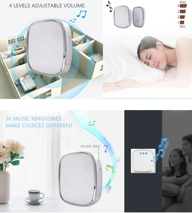 Alt view image 4 of 8 - Household Wireless Doorbell Communication Digital Music Doorbell 36 Ring tunes 4 Volume
