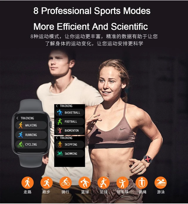 Alt view image 3 of 8 - Full Touch 1.3" Color Screen Smart Watch Fitness Tracker Heart Rate Blood Pressure Health Monitor Sports Record Intelligent reminder Information Push