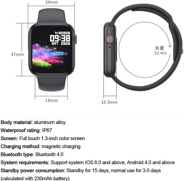 Alt view image 7 of 8 - Full Touch 1.3" Color Screen Smart Watch Fitness Tracker Heart Rate Blood Pressure Health Monitor Sports Record Intelligent reminder Information Push