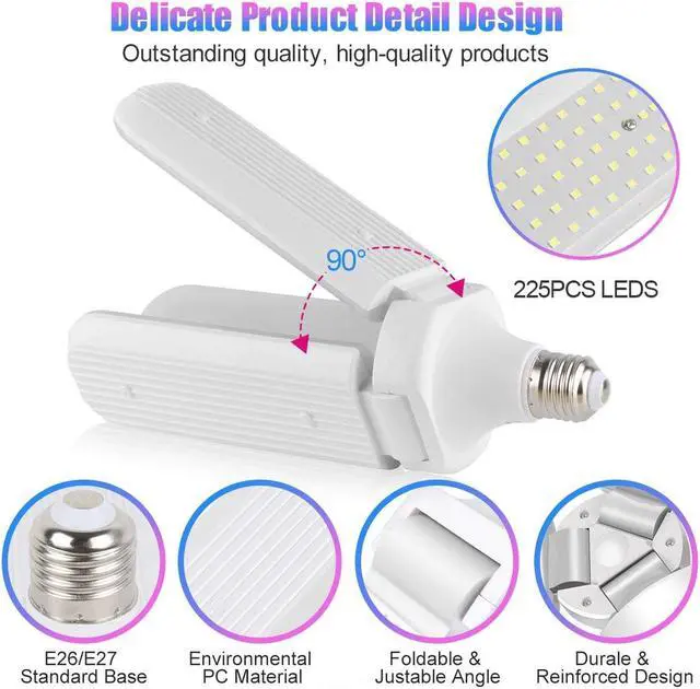 Alt view image 3 of 8 - 45W 4500lm E27 LED Garage Shop Work Light Ceiling Fixture Deformable Lamp