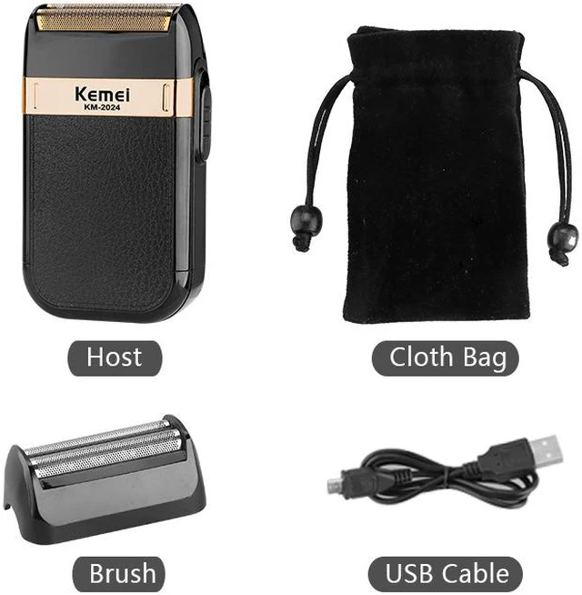 Alt view image 2 of 7 - Kemei KM-2024 Electric Shaver USB Rechargeable for Men Twin Blade Waterproof Reciprocating Cordless Razor Shaving Machine Barber
