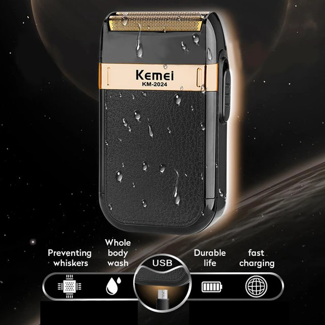 Alt view image 5 of 7 - Kemei KM-2024 Electric Shaver USB Rechargeable for Men Twin Blade Waterproof Reciprocating Cordless Razor Shaving Machine Barber
