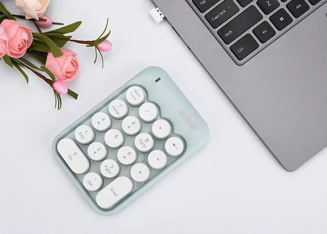 Alt view image 6 of 8 - 2.4GHz Wireless Numeric Keypad Numpad Number 18 keys Pad Laptop Desktop PC Chocolate Keycap PBT Keyboard Mini Wireless Keyboard for Finance Supermarket Mall Cashier