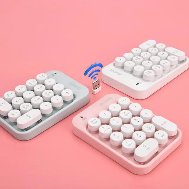 Alt view image 3 of 8 - 2.4GHz Wireless Numeric Keypad Numpad Number 18 keys Pad Laptop Desktop PC Chocolate Keycap PBT Keyboard Mini Wireless Keyboard for Finance Supermarket Mall Cashier