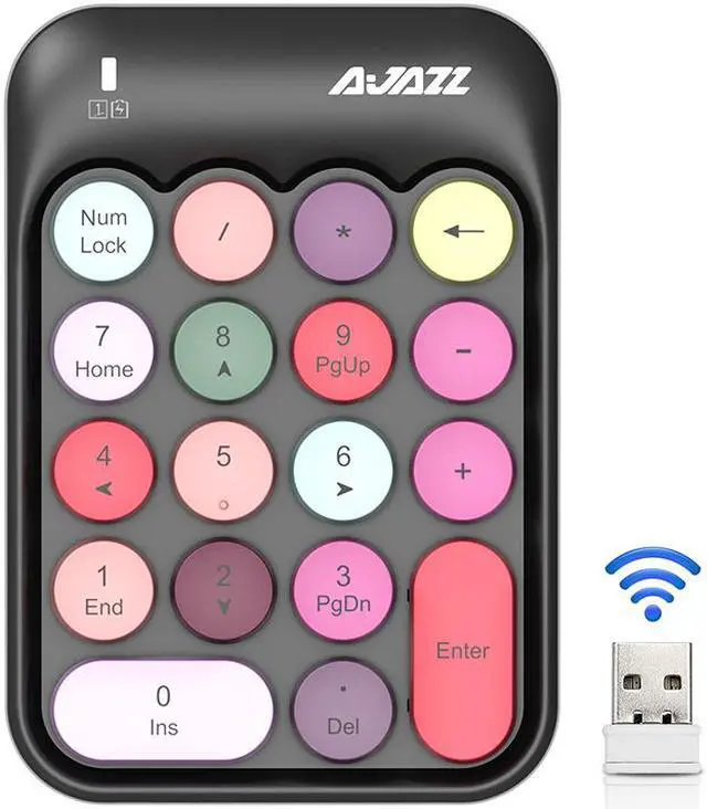 Main image of 2.4GHz Wireless Numeric Keypad Numpad Number 18 keys Pad Laptop Desktop PC Chocolate Keycap PBT Keyboard Mini Wireless Keyboard for Finance Supermarket Mall Cashier