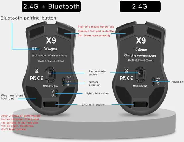 Alt view image 6 of 7 - Computer Mouse Bluetooth 4.0+ 2.4Ghz Wireless Dual Mode 2 In 1 Mouse 2400 DPI Ergonomic Portable Optical Mice for PC/Laptop
