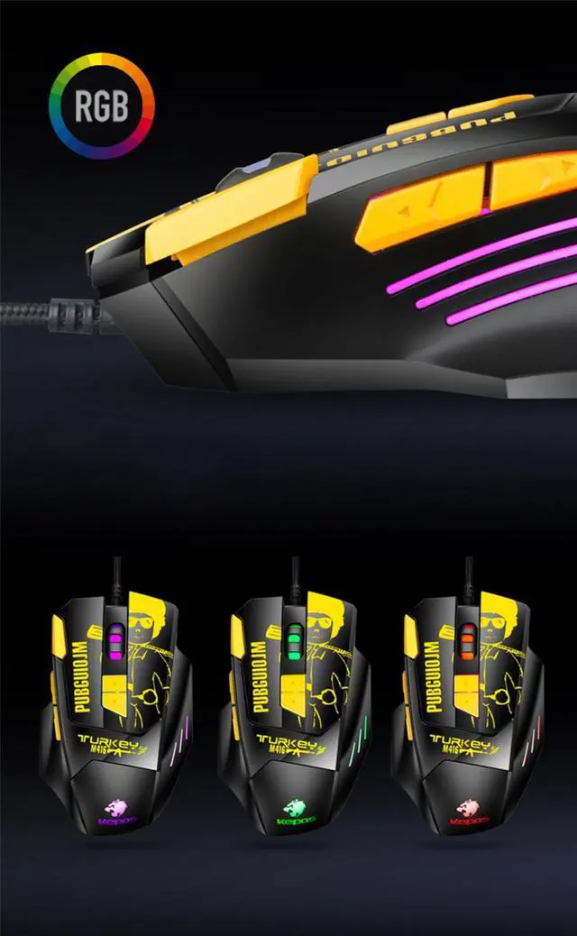 Alt view image 5 of 8 - Wired Gaming Mouse Mechanical 8 Keys Ergonomic Design Led Buttons 4800DPI Optical Usb Mouse Mice Battlegrounds Gamer Mouse For PC Computer