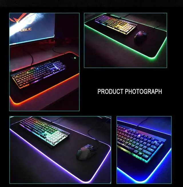 Alt view image 6 of 8 - RGB Gaming Mouse Pad Large Extended Soft Led Mouse Pad with 14 Lighting Modes 2 Brightness Levels Computer Keyboard Mousepads Mat 800 x 300mm / 31.5×11.8 inches