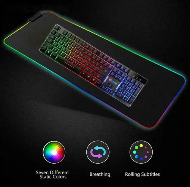 Alt view image 7 of 8 - RGB Gaming Mouse Pad Large Extended Soft Led Mouse Pad with 14 Lighting Modes 2 Brightness Levels Computer Keyboard Mousepads Mat 800 x 300mm / 31.5×11.8 inches