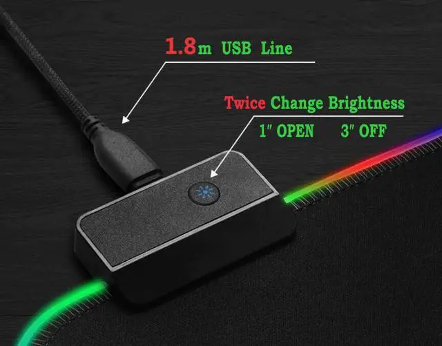 Alt view image 5 of 8 - RGB Gaming Mouse Pad Large Extended Soft Led Mouse Pad with 14 Lighting Modes 2 Brightness Levels Computer Keyboard Mousepads Mat 800 x 300mm / 31.5×11.8 inches