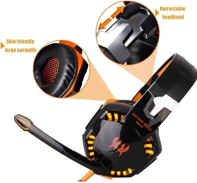 Alt view image 4 of 7 - Headset Over-ear Wired Game Earphones Gaming Headphones Deep Bass Stereo Casque with Microphone for PS4 New Xbox PC Laptop Gamer