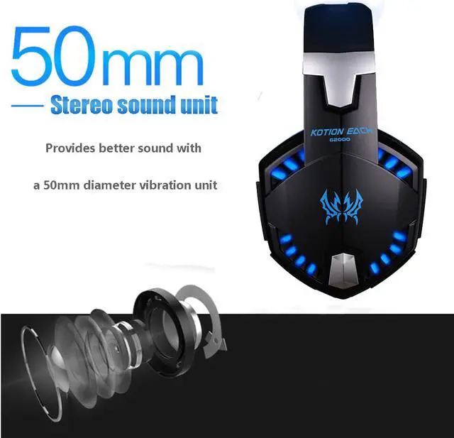 Alt view image 5 of 7 - Headset Over-ear Wired Game Earphones Gaming Headphones Deep Bass Stereo Casque with Microphone for PS4 New Xbox PC Laptop Gamer