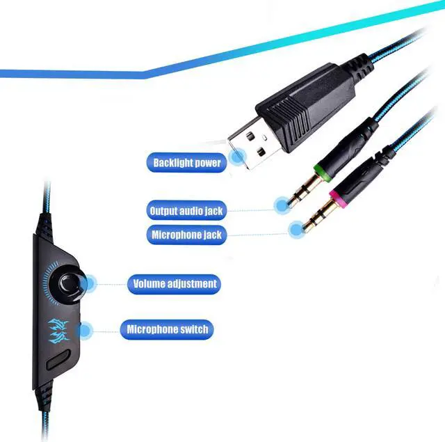 Alt view image 6 of 7 - Headset Over-ear Wired Game Earphones Gaming Headphones Deep Bass Stereo Casque with Microphone for PS4 New Xbox PC Laptop Gamer