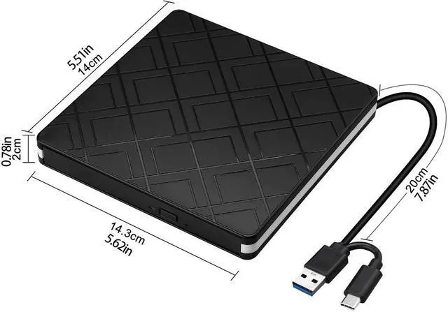 Alt view image 3 of 7 - TypeC+USB3.0 Desktop Computer External Optical Drive Laptop PC External DVD Burner Dual Drive-free Plug and Play Read Writer Burner