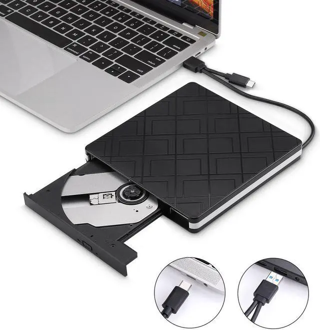 Alt view image 6 of 7 - TypeC+USB3.0 Desktop Computer External Optical Drive Laptop PC External DVD Burner Dual Drive-free Plug and Play Read Writer Burner