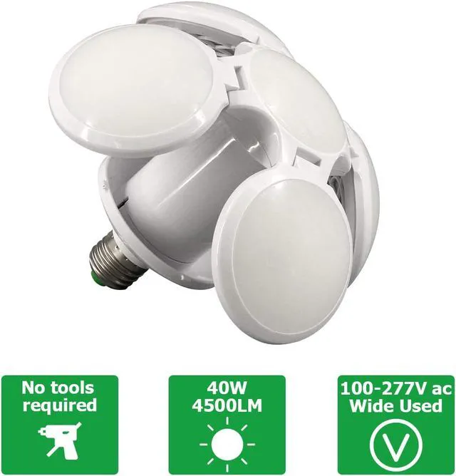 Alt view image 2 of 7 - LED Adjustable Garage Light Super Bright Garage Light Deformable Garage Lighting LED 40W 6500K 4500LM Triple Glow Led Garage Lights Shop Lights Working Light for Garage Workbench Warehouse Basement