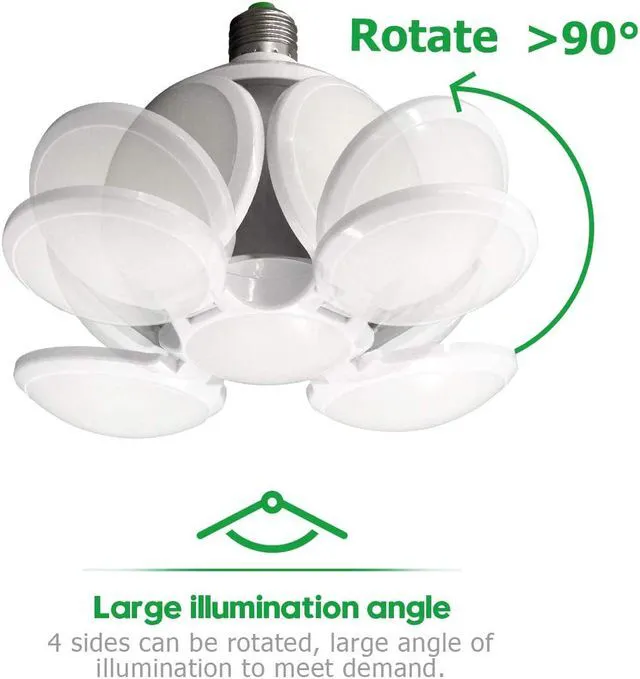 Alt view image 3 of 7 - LED Adjustable Garage Light Super Bright Garage Light Deformable Garage Lighting LED 40W 6500K 4500LM Triple Glow Led Garage Lights Shop Lights Working Light for Garage Workbench Warehouse Basement