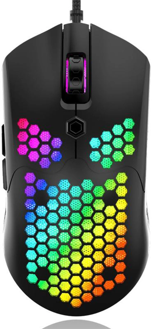 Alt view image 2 of 8 - Gaming Mouse with RGB Lamp Effect Lightweight Honeycomb Shell Ultralight Ultraweave Cable Pixart 3325 12000 DPI Optical Sensor for PC Gaming