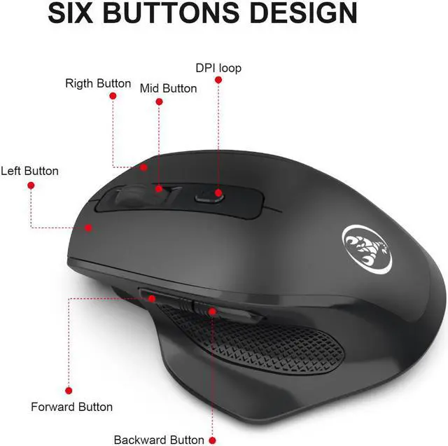 Alt view image 4 of 8 - Rechargeable 2.4G Wireless Mouse 6 Buttons Gaming Mouse for Gamer Laptop Desktop PC USB Receiver Micro Switch Button
