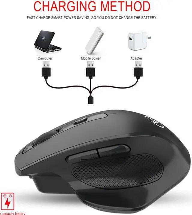 Alt view image 5 of 8 - Rechargeable 2.4G Wireless Mouse 6 Buttons Gaming Mouse for Gamer Laptop Desktop PC USB Receiver Micro Switch Button