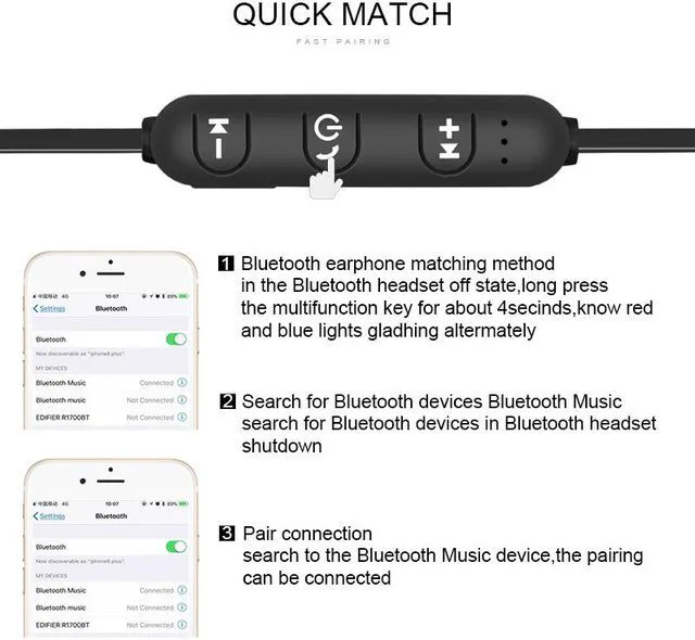 Alt view image 6 of 7 - Magnetic Bluetooth Earphone Sports Neckband Magnetic Wireless Gaming Headset Stereo Earbuds Metal Earphones With Mic For IPhone