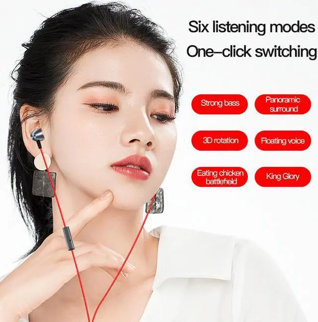 Alt view image 6 of 8 - Type-c/USB-c Wired Earphone Sound Card Headset 7.1 Surround Stereo Sound Earbuds Smart Wire Control Voice Change Six Listening Modes