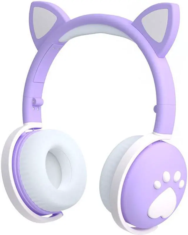 Main image of Bluetooth 5.0 HIFI Stereo Headphones Glowing Cute Colorful LED Cat Ear Paw Girls Gift Kids Foldable Headset Wireless 3.5mm Plug with HD Microphone