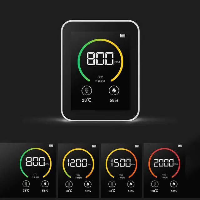 Alt view image 4 of 8 - CO2 Measuring Device Air Quality Measuring Device CO2 Carbon Dioxide Detector 400-5000PPM Measuring Range Intelligent Air Tester with Temperature-humidity Display Gas Concentration Content