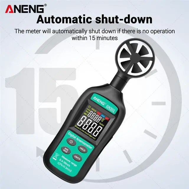 Alt view image 3 of 8 - Digital Anemometer 0-30m/s Wind Speed Meter -10 ~ 45C Temperature Tester Anemometro with LCD Backlight Display Wind Speed Tester
