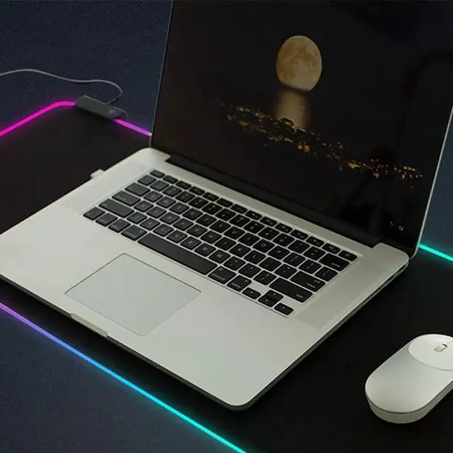 Alt view image 4 of 7 - 13.77 x 9.84 Inch RGB LED Gaming Mouse Pad LED Luminous Colorful Lights RGB Gaming Mouse Pad Keyboard Mat Non-Slip Surface (Thickness 4mm) for Computers