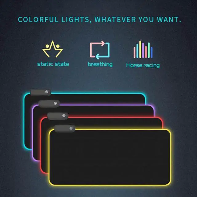 Alt view image 5 of 7 - 13.77 x 9.84 Inch RGB LED Gaming Mouse Pad LED Luminous Colorful Lights RGB Gaming Mouse Pad Keyboard Mat Non-Slip Surface (Thickness 4mm) for Computers