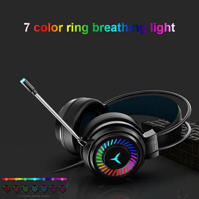 Alt view image 5 of 7 - USB Gaming Headset Wired Headphones 7 LED Illumination Stereo 7.1 Sound Bass Surround PC Notebook With Microphone