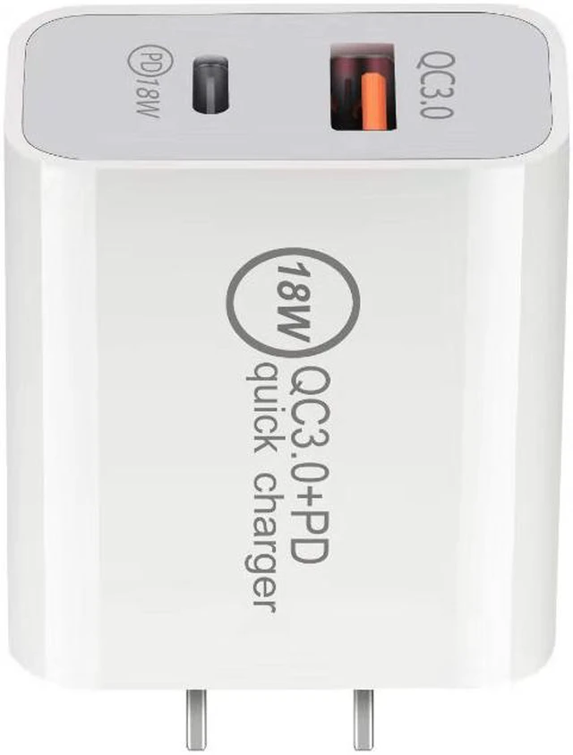 Alt view image 2 of 8 - 18W PD Charger + QC 3.0 Charger Adapter Dual USB Snel Opladen 3.0 Oplader Voor QC 3.0 Mobiele Telefoon Charger Adapter