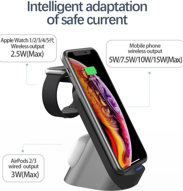 Alt view image 4 of 8 - 3-In-1 15W Fast Charging Dock Chargers Desktop Wireless Charger Stand For IPhone Airpods Iwatch Pro Accessories For Mobile Phone
