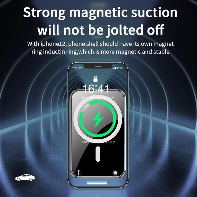 Alt view image 2 of 8 - Car Mount Wireless Charger with MagSafe for iPhone 12/12 Pro/12 mini/12 Pro Max