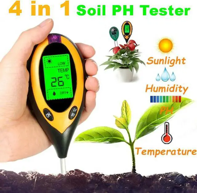 Alt view image 2 of 8 - 4 in 1 Soil PH Tester Moisture Sunlight Light Temperature Test Meter Portable Tool for Garden Plant Lawns