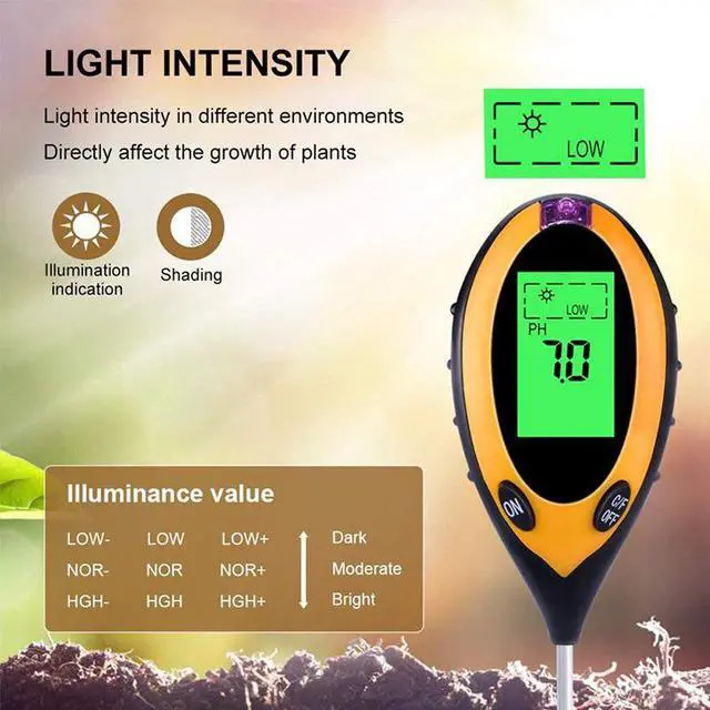 Alt view image 6 of 8 - 4 in 1 Soil PH Tester Moisture Sunlight Light Temperature Test Meter Portable Tool for Garden Plant Lawns